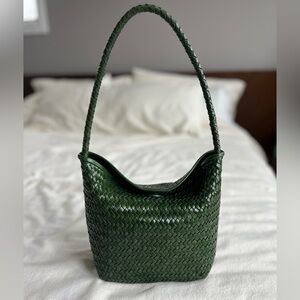 Madewell Handwoven Leather Shoulder Bag - Green NWT
